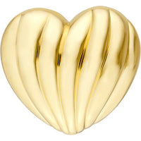 Olas d'Oro - 14K Yellow Gold Fluted Heart Stud Earrings 3.77 Grams Total Weight