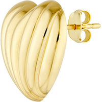 Olas d'Oro - 14K Yellow Gold Fluted Heart Stud Earrings 3.77 Grams Total Weight