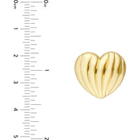 Olas d'Oro - 14K Yellow Gold Fluted Heart Stud Earrings 3.77 Grams Total Weight