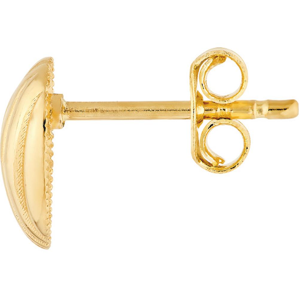 Olas d'Oro - 14K Yellow Gold Fluted Heart Stud Earrings with Dimensional High Polish Design