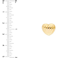 Olas d'Oro - 14K Yellow Gold Fluted Heart Stud Earrings with Dimensional High Polish Design