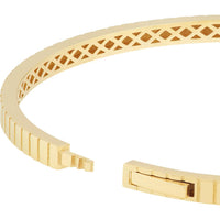 Olas d'Oro - 14K Yellow Gold Fluted Hinge Weave Bangle Bracelet - 10.15 Grams