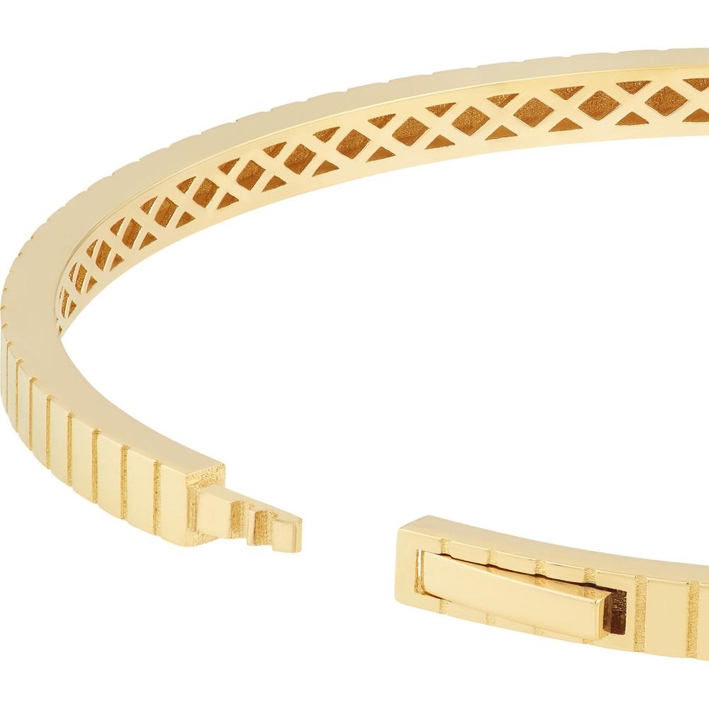 Olas d'Oro - 14K Yellow Gold Fluted Hinge Weave Bangle Bracelet - 10.15 Grams