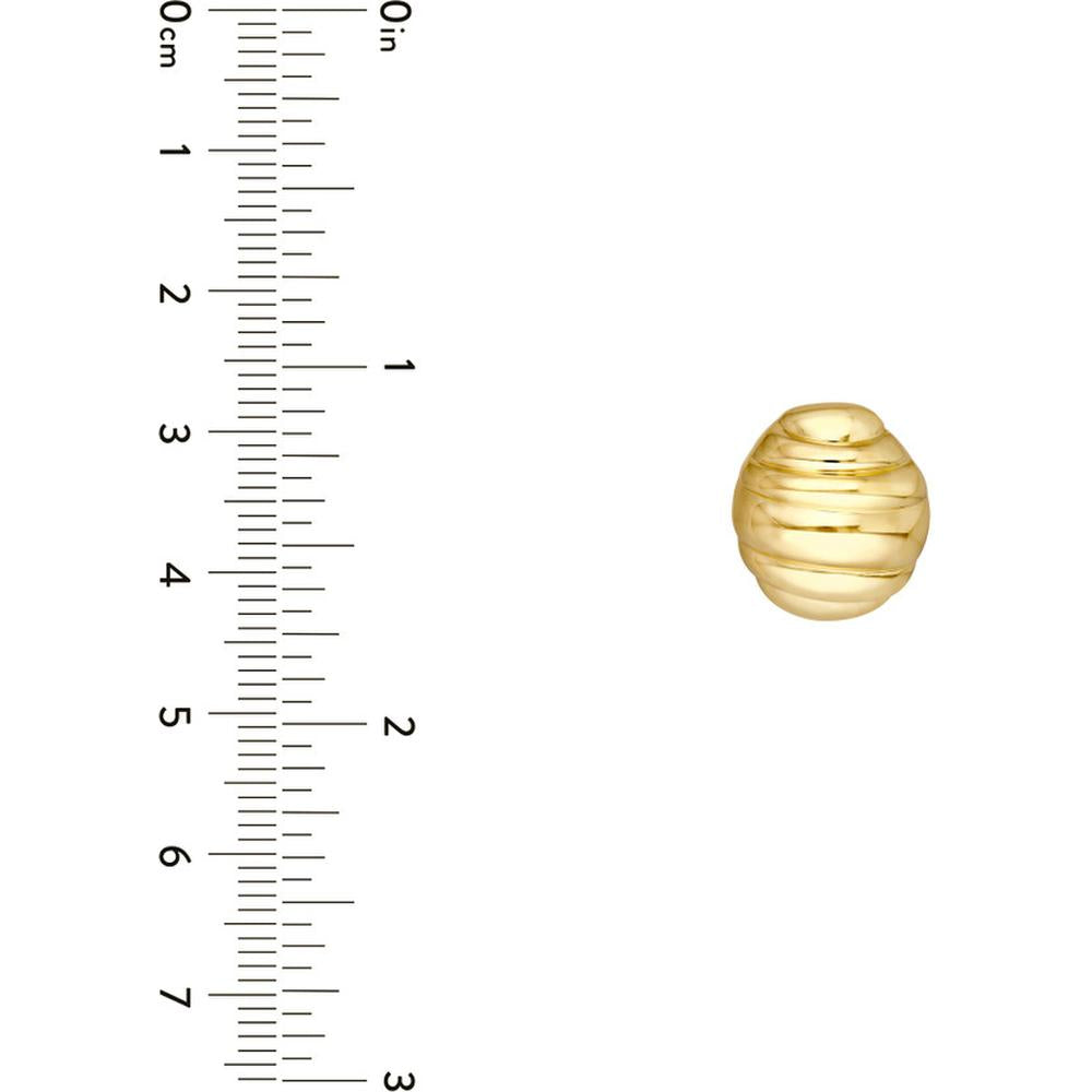 Olas d'Oro - 14K Yellow Gold Fluted Oval Stud Earrings - Lightweight and Elegant