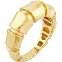 Olas d'Oro - 14K Yellow Gold Fluted Polished Bamboo Inspired Ring - Size 6