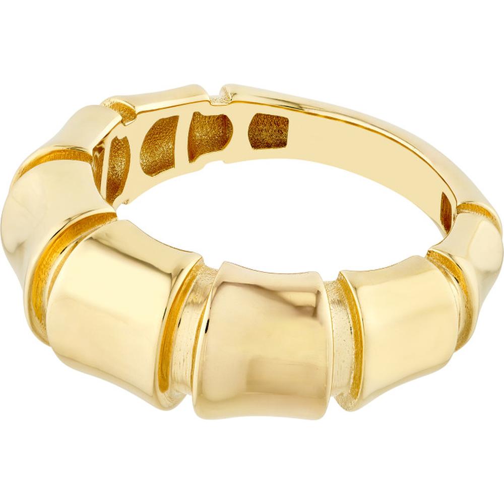 Olas d'Oro - 14K Yellow Gold Fluted Polished Bamboo Inspired Ring - Size 6