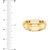 Olas d'Oro - 14K Yellow Gold Fluted Polished Bamboo Inspired Ring - Size 6
