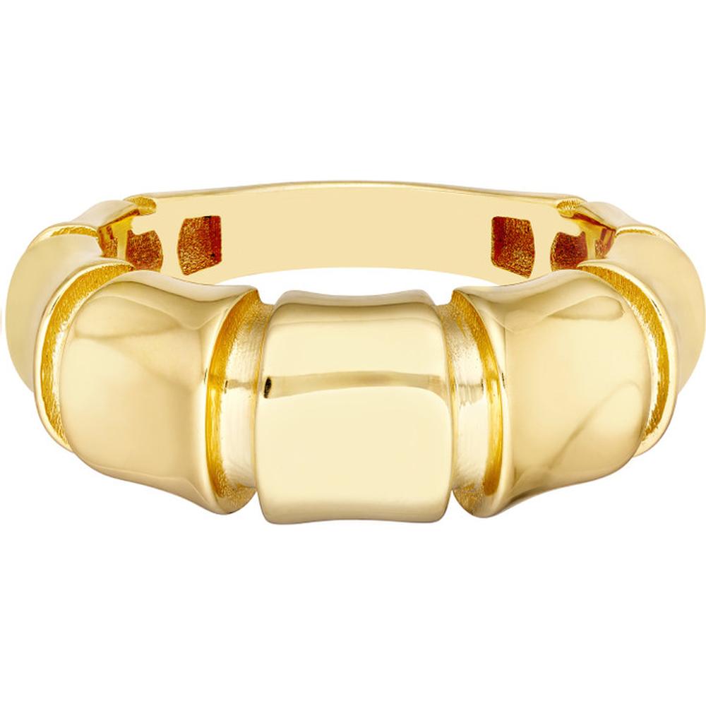 Olas d'Oro - 14K Yellow Gold Fluted Polished Bamboo Inspired Ring - Size 7