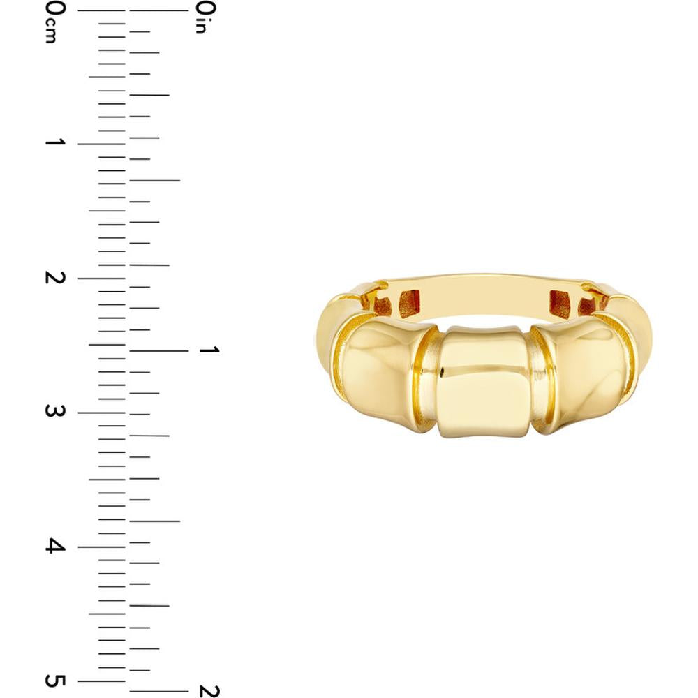 Olas d'Oro - 14K Yellow Gold Fluted Polished Bamboo Inspired Ring - Size 7