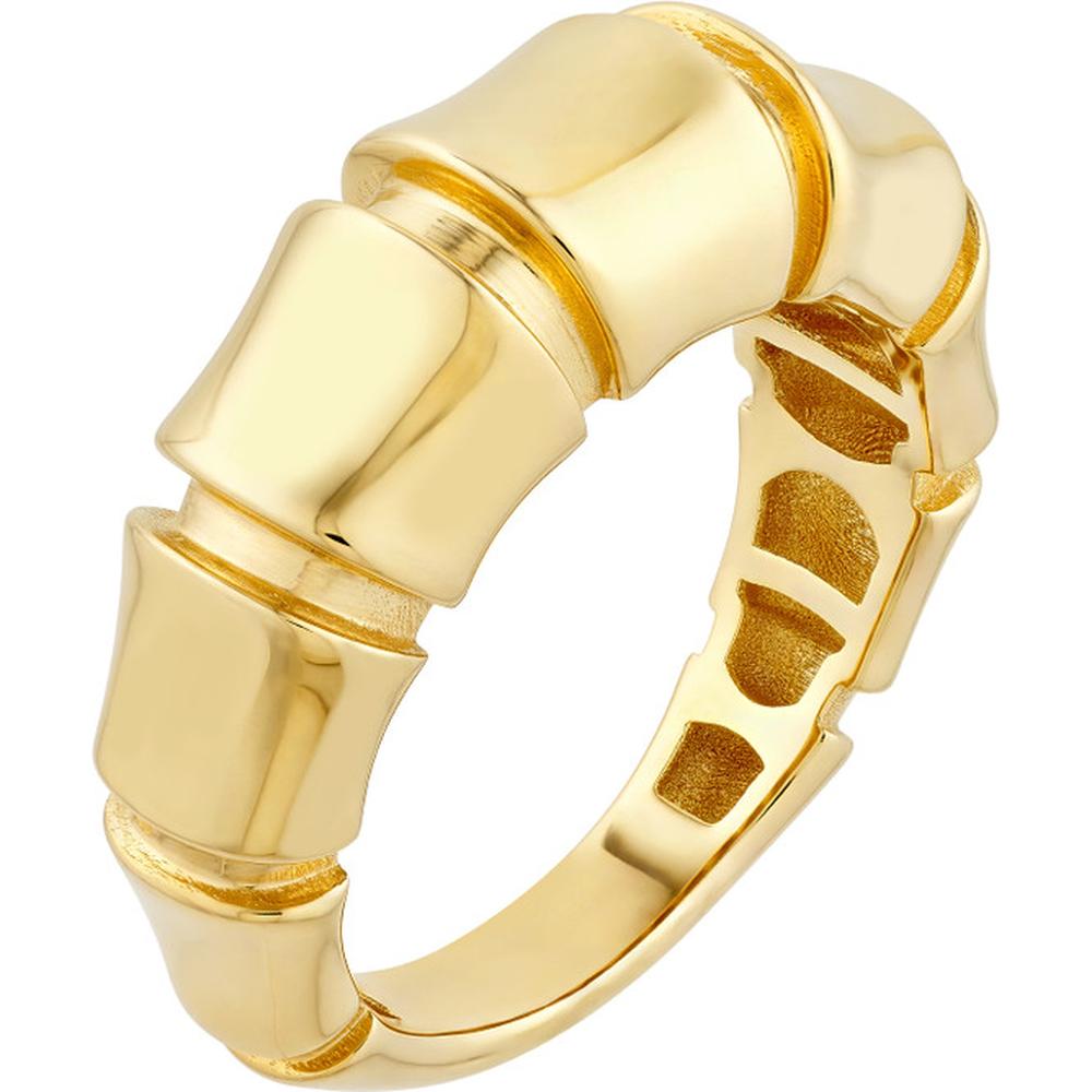 Olas d'Oro - 14K Yellow Gold Fluted Polished Bamboo Ring - Size 8