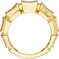 Olas d'Oro - 14K Yellow Gold Fluted Polished Bamboo Ring - Size 8