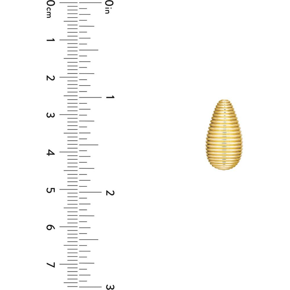 Olas d'Oro - 14K Yellow Gold Fluted Teardrop Stud Earrings 7.35 Grams Total Weight