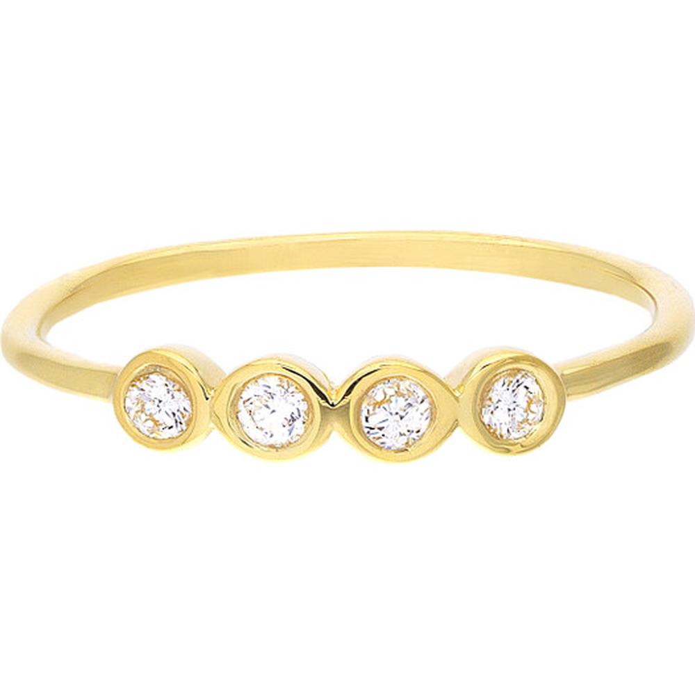 Olas d'Oro - 14K Yellow Gold Four Diamond Wire Ring - 0.12 Carat Total Diamond Weight