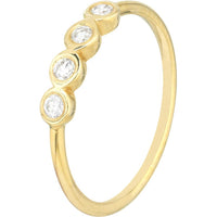 Olas d'Oro - 14K Yellow Gold Four Diamond Wire Ring - 0.12 Carat Total Diamond Weight