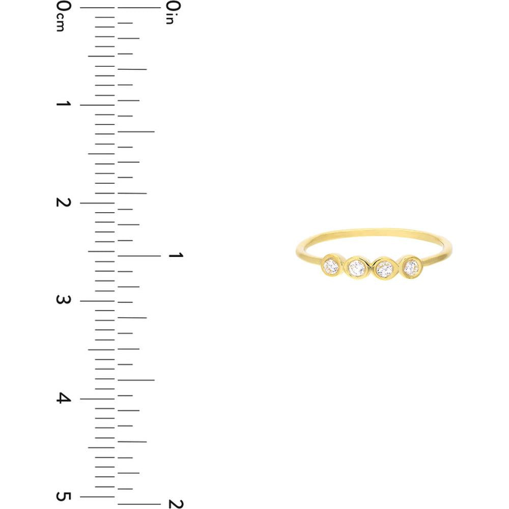 Olas d'Oro - 14K Yellow Gold Four Diamond Wire Ring - 0.12 Carat Total Diamond Weight
