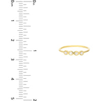 Olas d'Oro - 14K Yellow Gold Four Diamond Wire Ring with Bezel Set Round Diamonds - 0.12 Carat Total Diamond Weight