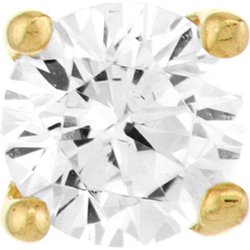 Olas d'Oro - 14K Yellow Gold Four-Prong CZ Stud Earrings with Screw Back for Children - 1.40 Carat Total CZ Weight