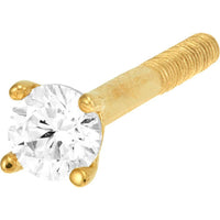Olas d'Oro - 14K Yellow Gold Four-Prong CZ Stud Earrings with Screw Back for Children - 1.40 Carat Total CZ Weight