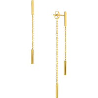 Olas d'Oro - 14K Yellow Gold Front and Back Double Staple Bar Earrings 2.79 Grams