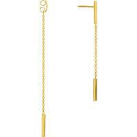 Olas d'Oro - 14K Yellow Gold Front and Back Double Staple Bar Earrings 2.79 Grams