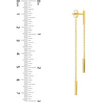 Olas d'Oro - 14K Yellow Gold Front and Back Double Staple Bar Earrings 2.79 Grams
