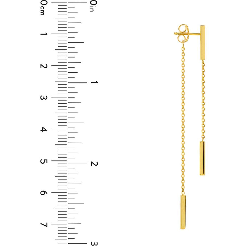 Olas d'Oro - 14K Yellow Gold Front and Back Double Staple Bar Earrings 2.79 Grams