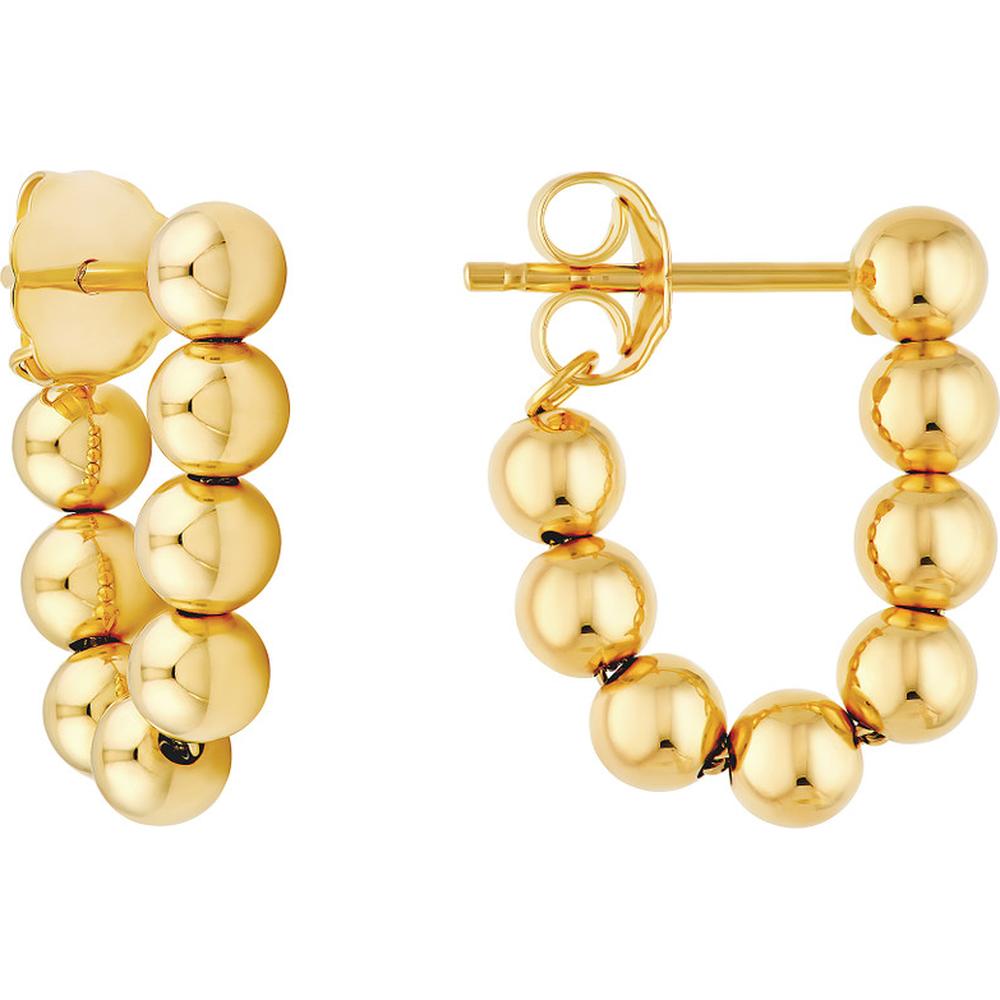 Olas d'Oro - 14K Yellow Gold Front to Back Bead Earrings - 2.78 Grams Total Weight