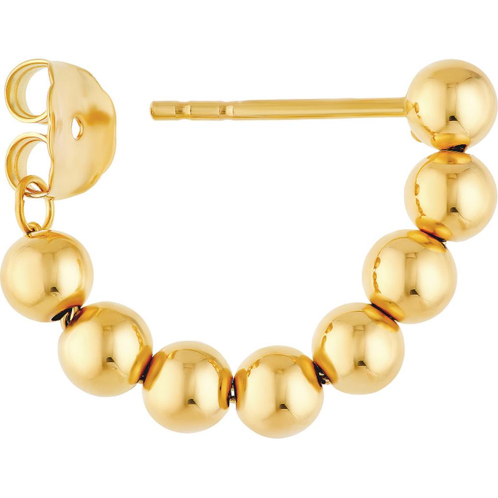 Olas d'Oro - 14K Yellow Gold Front to Back Bead Earrings - 2.78 Grams Total Weight