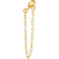 Olas d'Oro - 14K Yellow Gold Front-to-Back Chain Earrings with White Enamel Beads