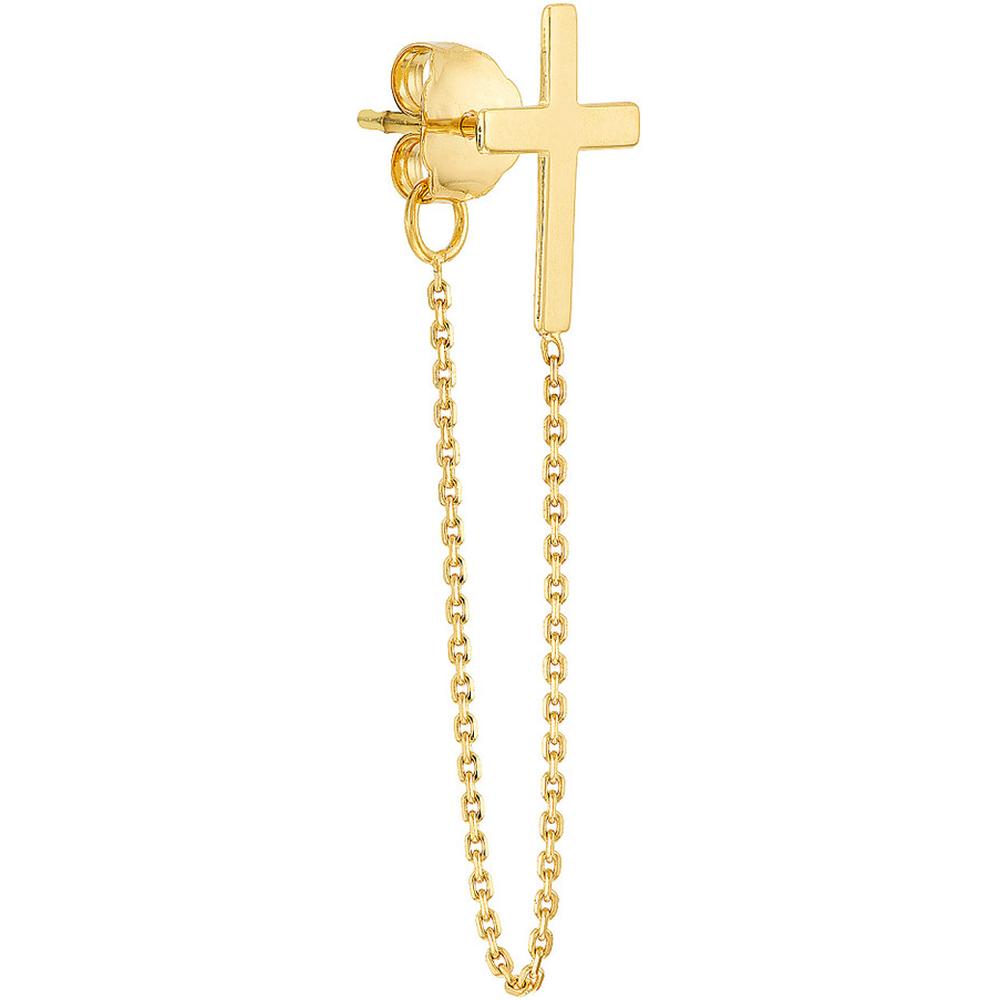 Olas d'Oro - 14K Yellow Gold Front to Back Cross Chain Earrings