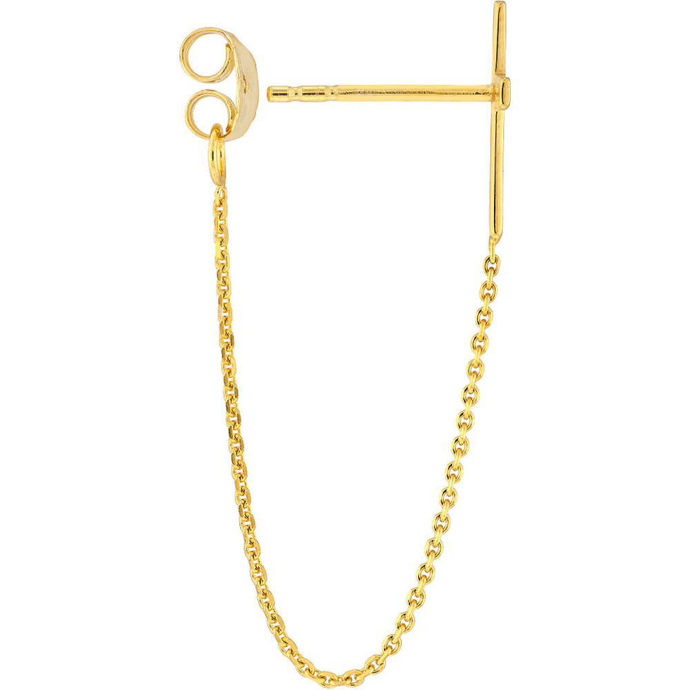 Olas d'Oro - 14K Yellow Gold Front to Back Cross Chain Earrings