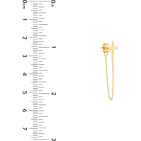 Olas d'Oro - 14K Yellow Gold Front to Back Cross Chain Earrings