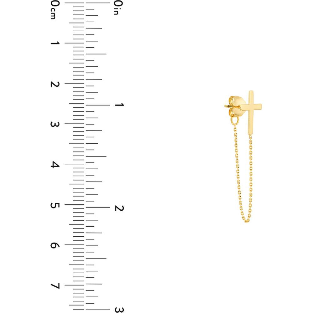 Olas d'Oro - 14K Yellow Gold Front to Back Cross Chain Earrings