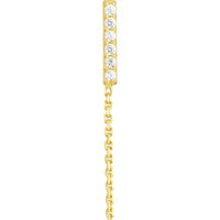 Olas d'Oro - 14K Yellow Gold Front-to-Back CZ Staple Bar Earrings - 0.10 Carat Total CZ Weight