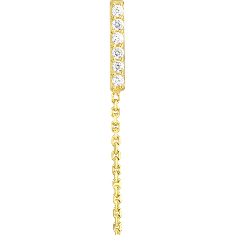 Olas d'Oro - 14K Yellow Gold Front-to-Back CZ Staple Bar Earrings - 0.10 Carat Total CZ Weight