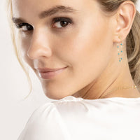 Olas d'Oro - 14K Yellow Gold Front to Back Earrings with 6 Turquoise Enamel Beads