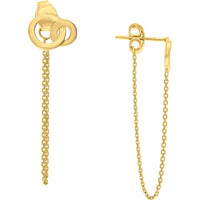 Olas d'Oro - 14K Yellow Gold Front to Back Linked Circle Chain Earrings with Draping Design