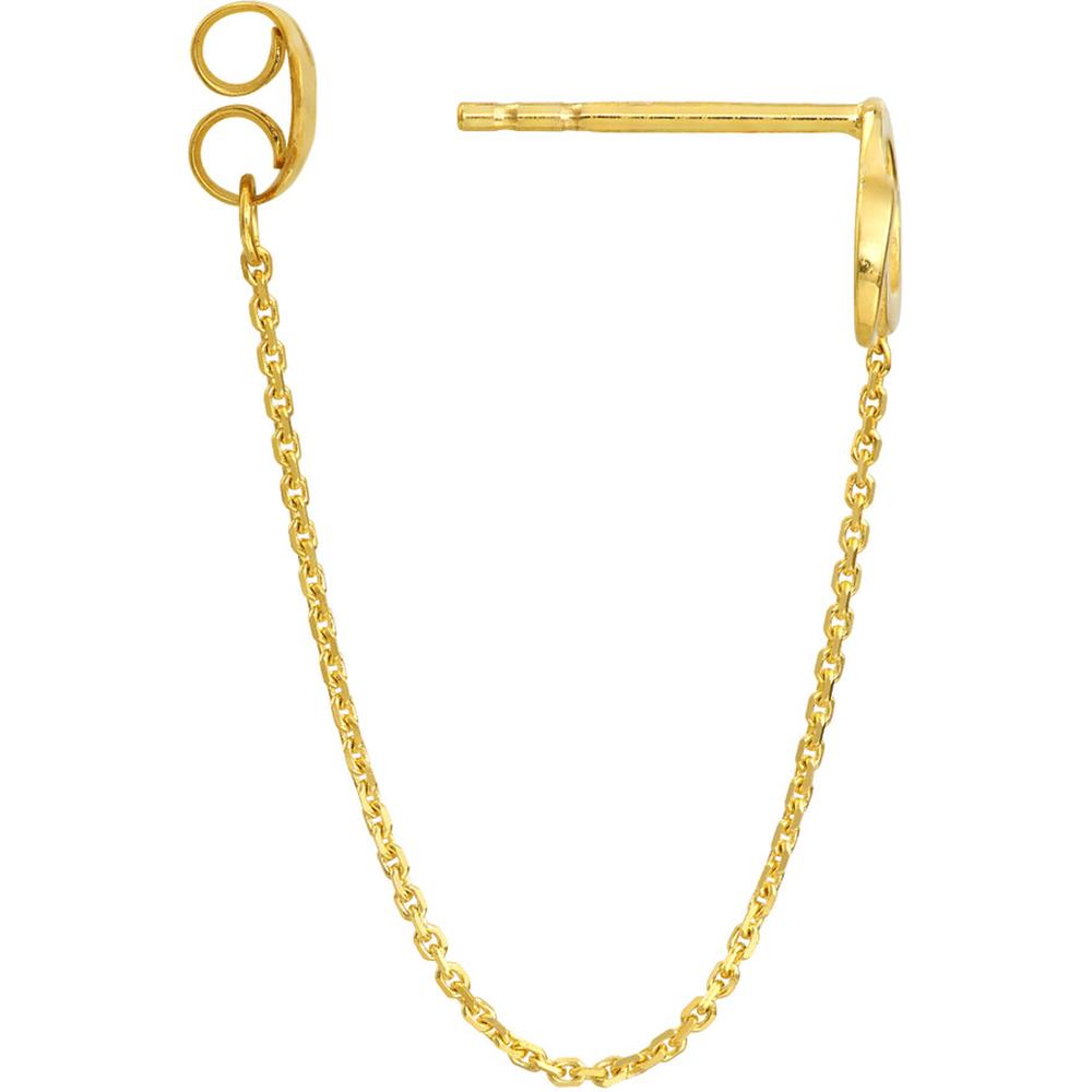 Olas d'Oro - 14K Yellow Gold Front to Back Linked Circle Chain Earrings with Draping Design