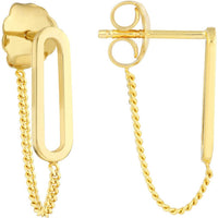 Olas d'Oro - 14K Yellow Gold Front To Back Paper Clip & Curb Earrings
