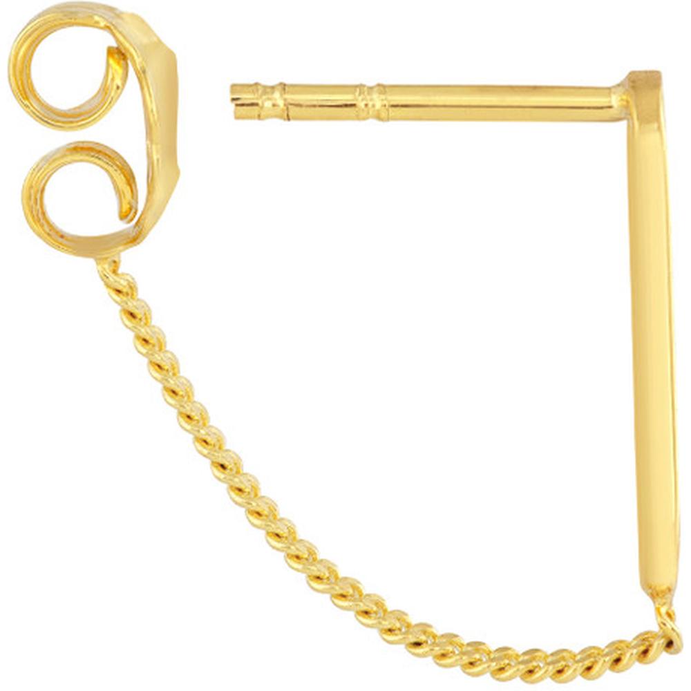 Olas d'Oro - 14K Yellow Gold Front To Back Paper Clip & Curb Earrings