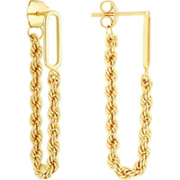 Olas d'Oro - 14K Yellow Gold Front to Back Paper Clip + Rope Chain Earrings - 1.55 Grams Total Weight