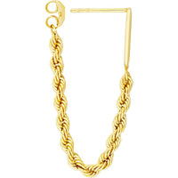 Olas d'Oro - 14K Yellow Gold Front to Back Paper Clip + Rope Chain Earrings - 1.55 Grams Total Weight