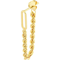 Olas d'Oro - 14K Yellow Gold Front to Back Paper Clip + Rope Chain Earrings - 1.55 Grams Total Weight