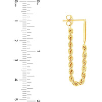 Olas d'Oro - 14K Yellow Gold Front to Back Paper Clip + Rope Chain Earrings - 1.55 Grams Total Weight