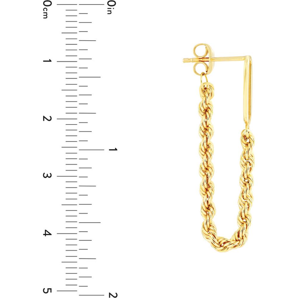 Olas d'Oro - 14K Yellow Gold Front to Back Paper Clip + Rope Chain Earrings - 1.55 Grams Total Weight