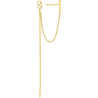 Olas d'Oro - 14K Yellow Gold Front to Back Staple Bar Drop Chain Earrings