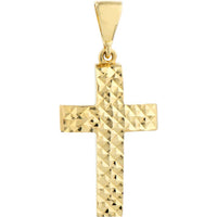 Olas d'Oro - 14K Yellow Gold Full Diamond Cut 3D Cross Pendant
