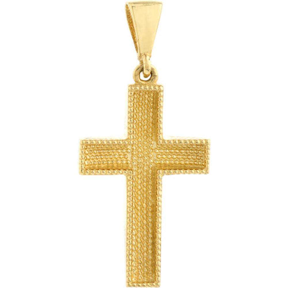 Olas d'Oro - 14K Yellow Gold Full Diamond Cut 3D Cross Pendant