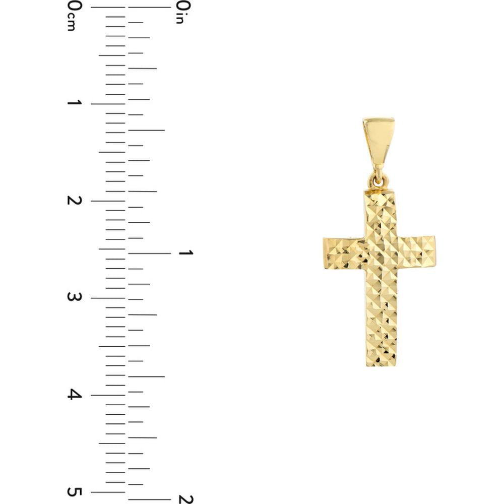 Olas d'Oro - 14K Yellow Gold Full Diamond Cut 3D Cross Pendant
