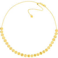 Olas d'Oro - 14K Yellow Gold Full Disc Station Adjustable Choker - 5.03g